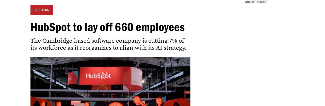 Boston.com 「HubSpot to lay off 660 employees」